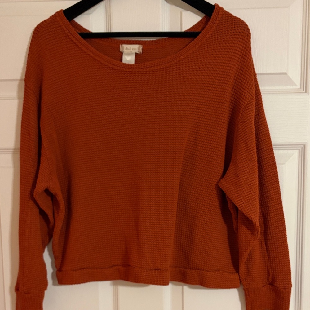 Altar'd State Waffle Knit Top in Burnt Orange